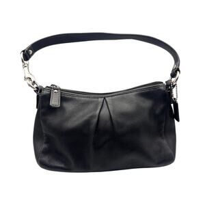 Vintage Y2K Coach Black Leather Pleated Front Soho Demi Baguette Shoulder Bag